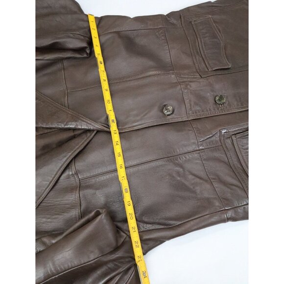 Vintage Stratojac Leather Jacket Mens 44 Brown 70s 80s Lined Button Up Casual - Picture 11 of 12